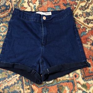 Dark Blue Denim Washed Jean Shorts